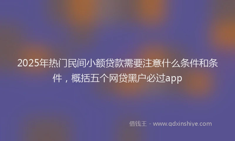 2025年热门民间小额贷款需要注意什么条件和条件，概括五个网贷黑户必过app