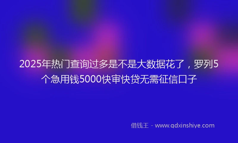 2025年热门查询过多是不是大数据花了,罗列5个急用钱5000快审快贷无需征信口子