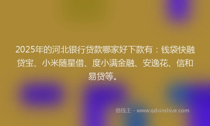 2025年的河北银行贷款哪家好下款有：钱袋快融贷宝、小米随星借、度小满金融、安逸花、信和易贷等。