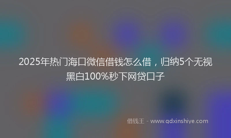 2025年热门海口微信借钱怎么借，归纳5个无视黑白100%秒下网贷口子