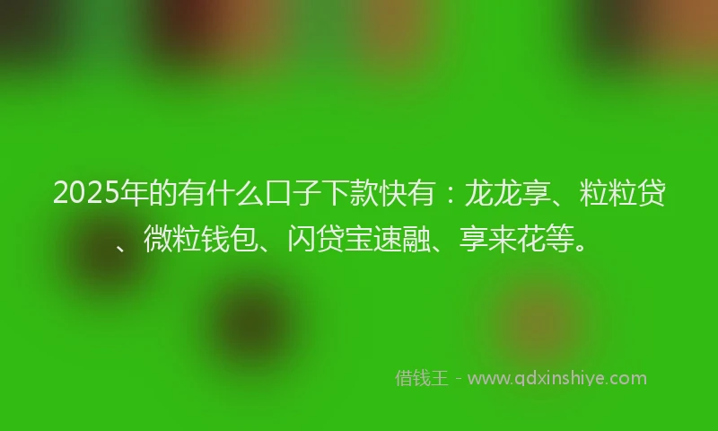 2025年的有什么口子下款快有：龙龙享、粒粒贷、微粒钱包、闪贷宝速融、享来花等。