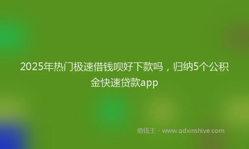 2025年热门极速借钱呗好下款吗，归纳5个公积金快速贷款app