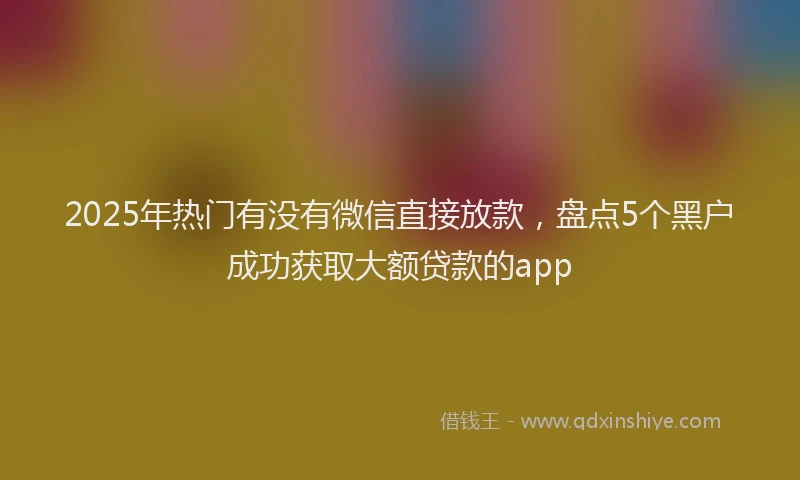 2025年热门有没有微信直接放款,盘点5个黑户成功获取大额贷款的app