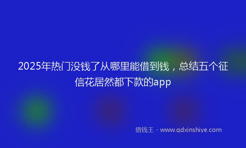 2025年热门没钱了从哪里能借到钱，总结五个征信花居然都下款的app