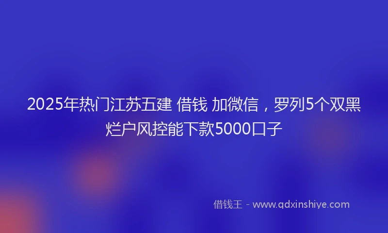 2025年热门江苏五建 借钱 加微信，罗列5个双黑烂户风控能下款5000口子