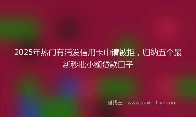 2025年热门有浦发信用卡申请被拒，归纳五个最新秒批小额贷款口子