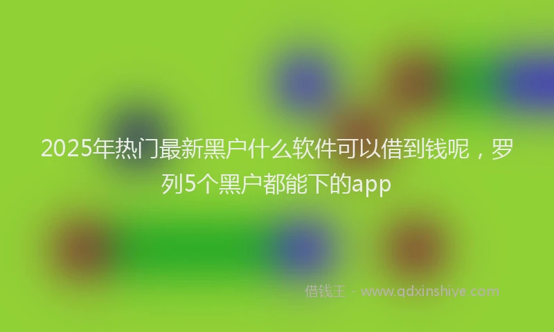 2025年热门最新黑户什么软件可以借到钱呢，罗列5个黑户都能下的app