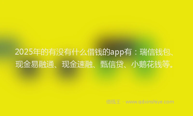 2025年的有没有什么借钱的app有:瑞信钱包、现金易融通、现金速融、甄信贷、小鹅花钱等。