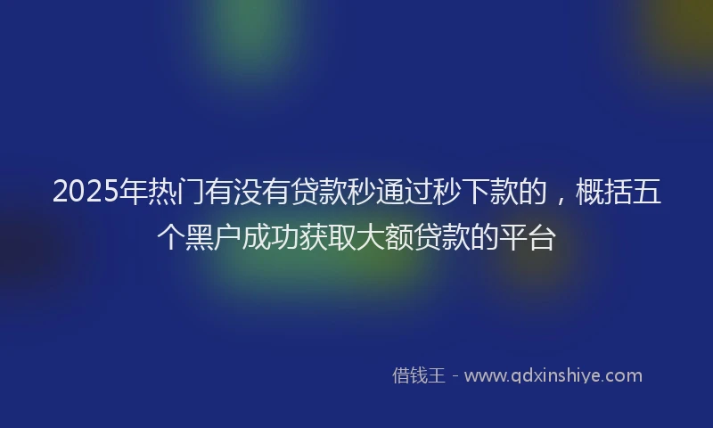 2025年热门有没有贷款秒通过秒下款的，概括五个黑户成功获取大额贷款的平台