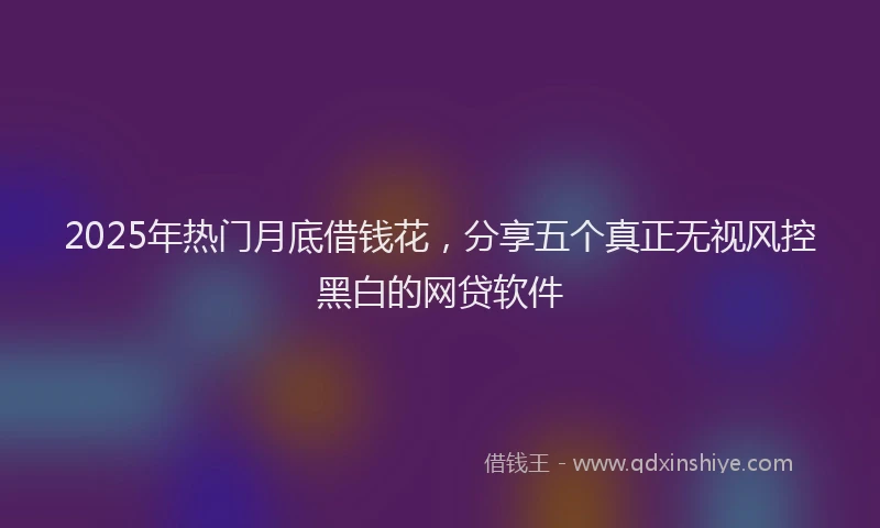 2025年热门月底借钱花，分享五个真正无视风控黑白的网贷软件