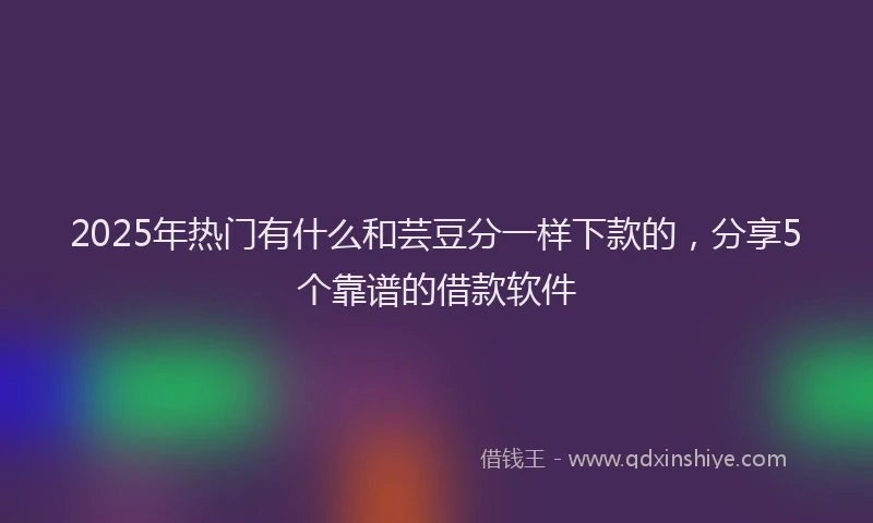 2025年热门有什么和芸豆分一样下款的，分享5个靠谱的借款软件