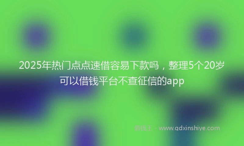 2025年热门点点速借容易下款吗，整理5个20岁可以借钱平台不查征信的app