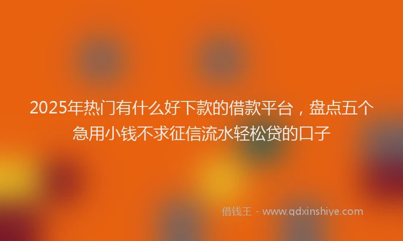 2025年热门有什么好下款的借款平台，盘点五个急用小钱不求征信流水轻松贷的口子