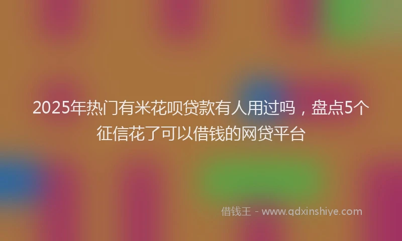 2025年热门有米花呗贷款有人用过吗，盘点5个征信花了可以借钱的网贷平台