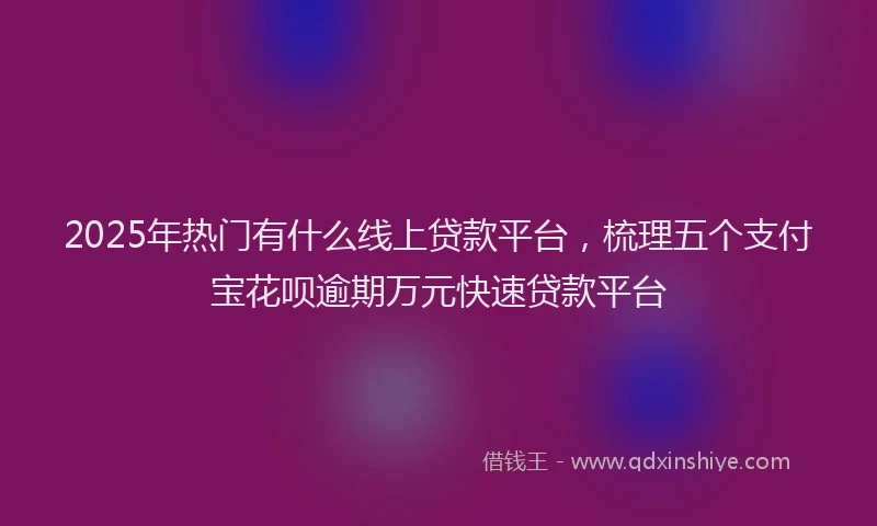 2025年热门有什么线上贷款平台，梳理五个支付宝花呗逾期万元快速贷款平台