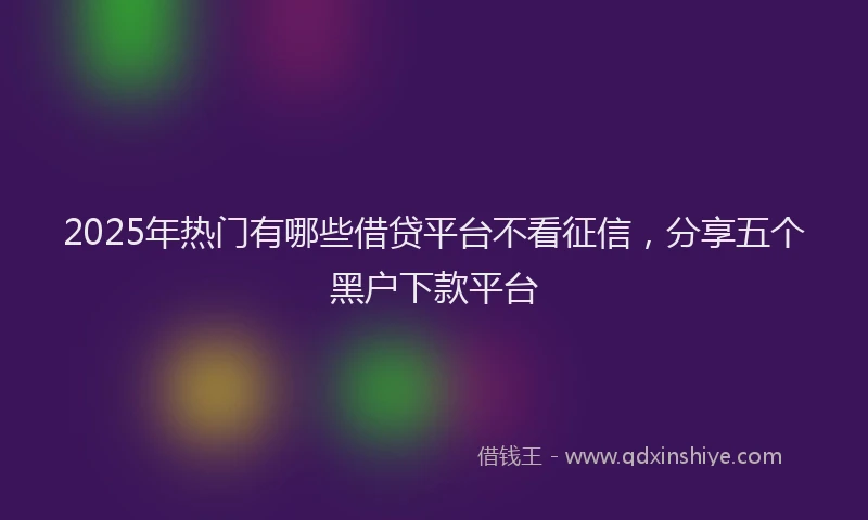 2025年热门有哪些借贷平台不看征信，分享五个黑户下款平台