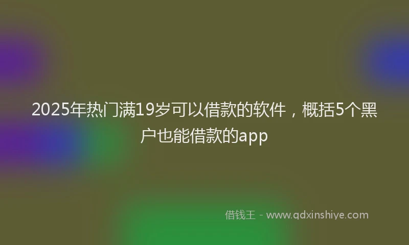 2025年热门满19岁可以借款的软件，概括5个黑户也能借款的app