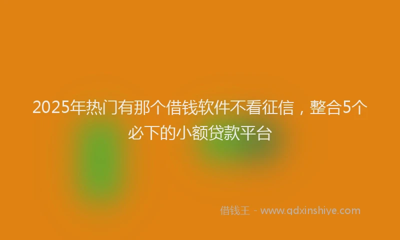 2025年热门有那个借钱软件不看征信,整合5个必下的小额贷款平台