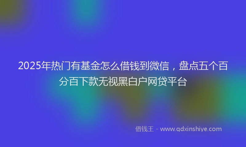 2025年热门有基金怎么借钱到微信，盘点五个百分百下款无视黑白户网贷平台