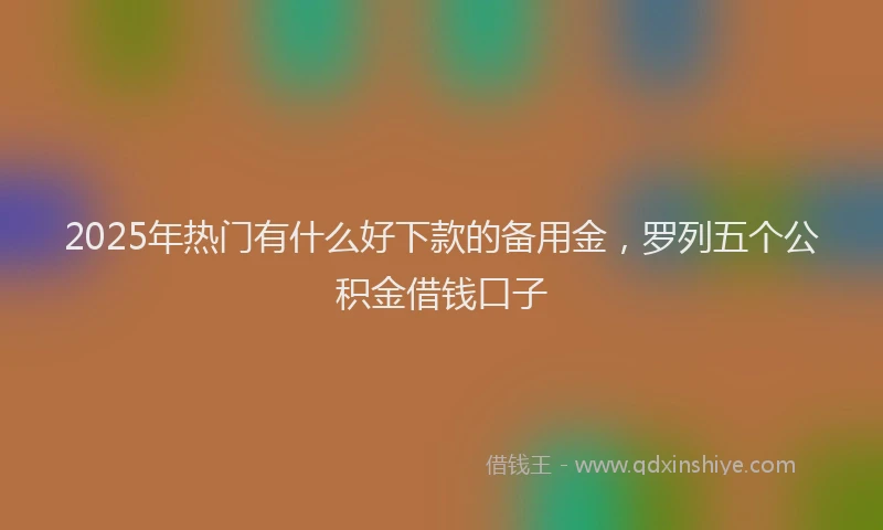 2025年热门有什么好下款的备用金,罗列五个公积金借钱口子