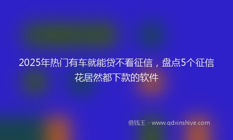 2025年热门有车就能贷不看征信，盘点5个征信花居然都下款的软件