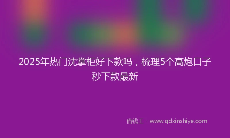 2025年热门沈掌柜好下款吗，梳理5个高炮口子秒下款最新