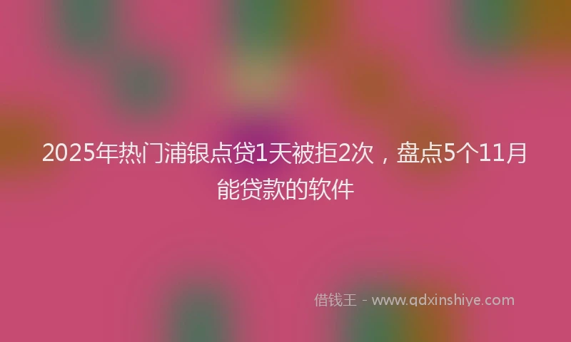 2025年热门浦银点贷1天被拒2次,盘点5个11月能贷款的软件