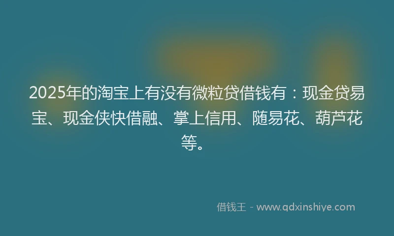 2025年的淘宝上有没有微粒贷借钱有：现金贷易宝、现金侠快借融、掌上信用、随易花、葫芦花等。