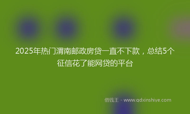 2025年热门渭南邮政房贷一直不下款,总结5个征信花了能网贷的平台