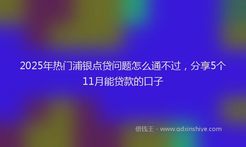 2025年热门浦银点贷问题怎么通不过,分享5个11月能贷款的口子