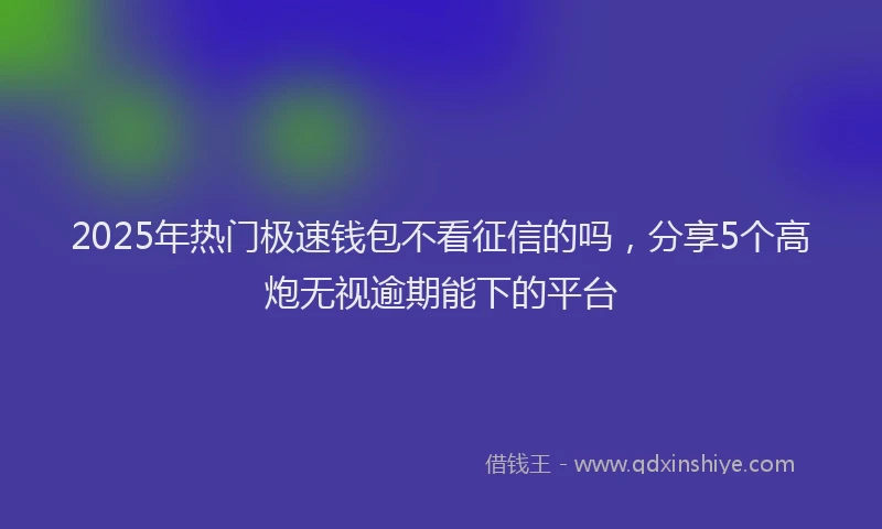 2025年热门极速钱包不看征信的吗，分享5个高炮无视逾期能下的平台