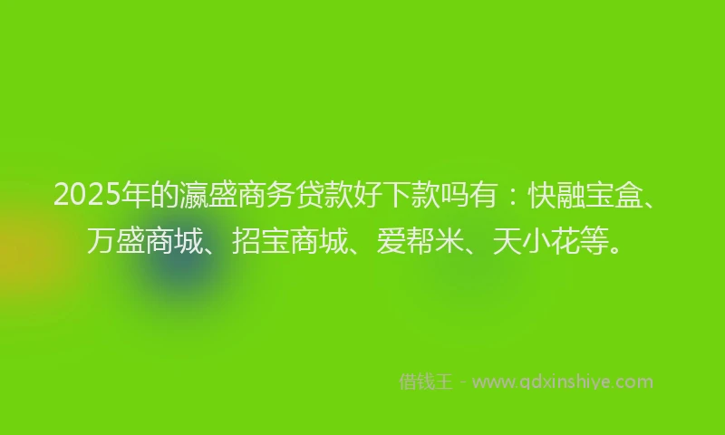 2025年的瀛盛商务贷款好下款吗有:快融宝盒、万盛商城、招宝商城、爱帮米、天小花等。