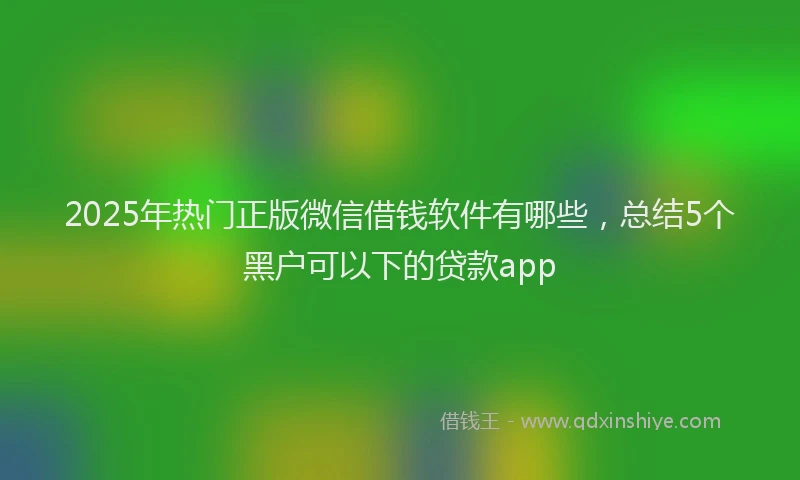 2025年热门正版微信借钱软件有哪些，总结5个黑户可以下的贷款app