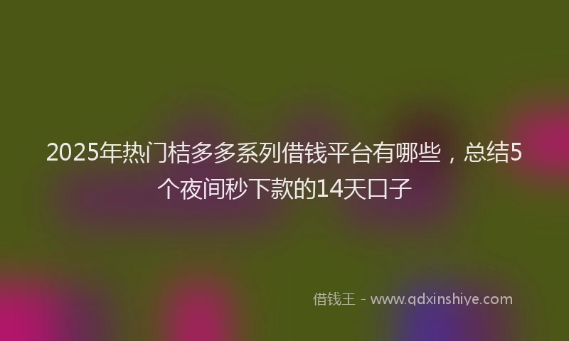 2025年热门桔多多系列借钱平台有哪些，总结5个夜间秒下款的14天口子