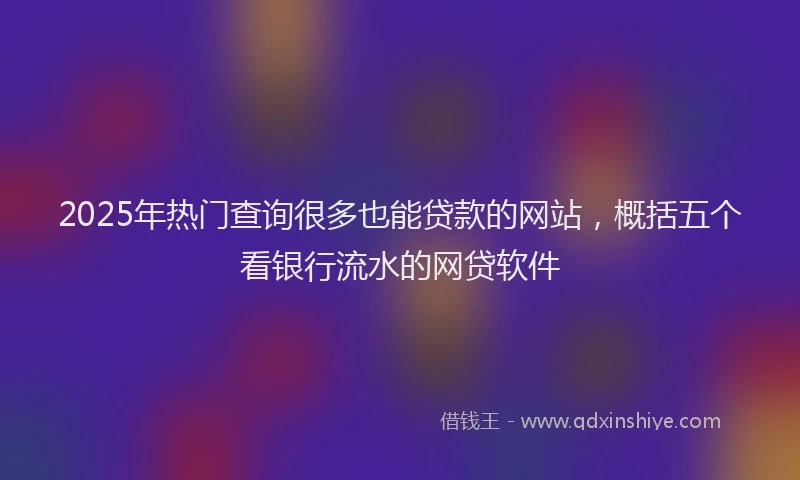 2025年热门查询很多也能贷款的网站，概括五个看银行流水的网贷软件