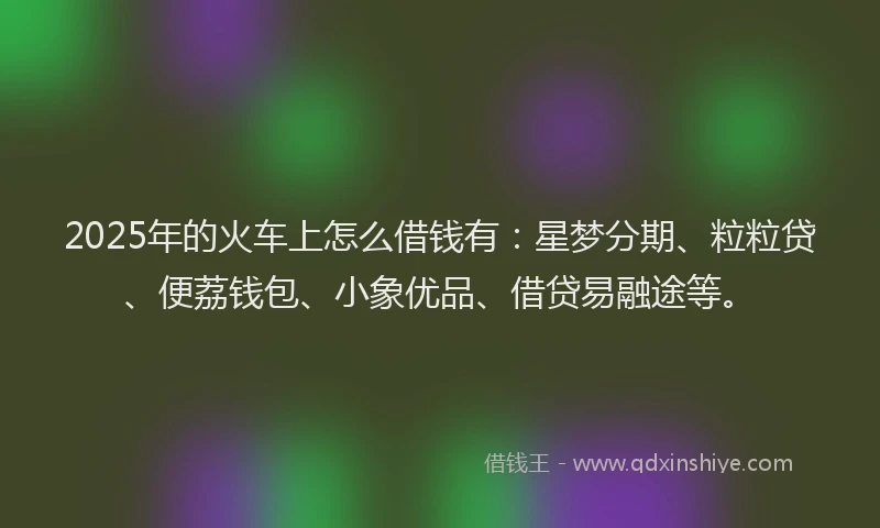 2025年的火车上怎么借钱有：星梦分期、粒粒贷、便荔钱包、小象优品、借贷易融途等。