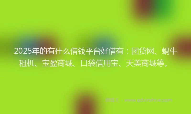 2025年的有什么借钱平台好借有：团贷网、蜗牛租机、宝盈商城、口袋信用宝、天美商城等。