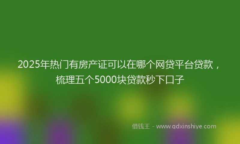 2025年热门有房产证可以在哪个网贷平台贷款，梳理五个5000块贷款秒下口子