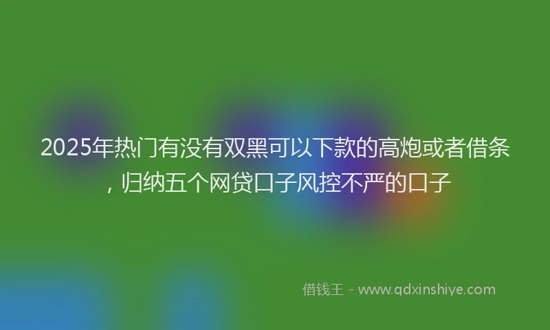 2025年热门有没有双黑可以下款的高炮或者借条,归纳五个网贷口子风控不严的口子