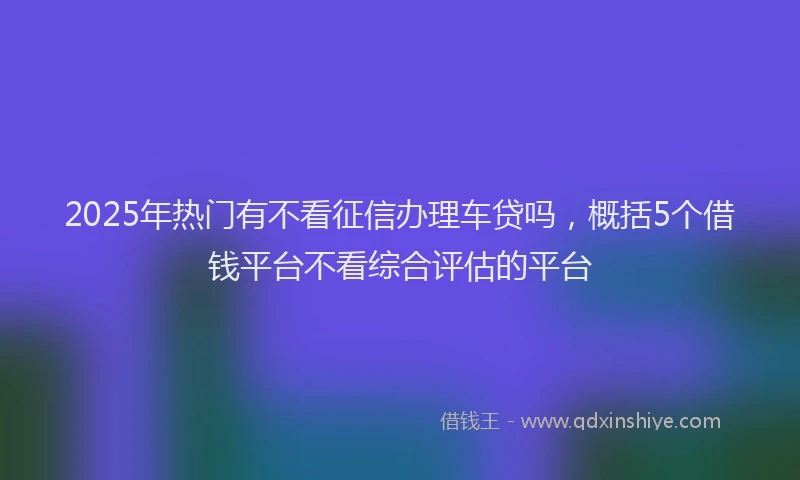 2025年热门有不看征信办理车贷吗，概括5个借钱平台不看综合评估的平台