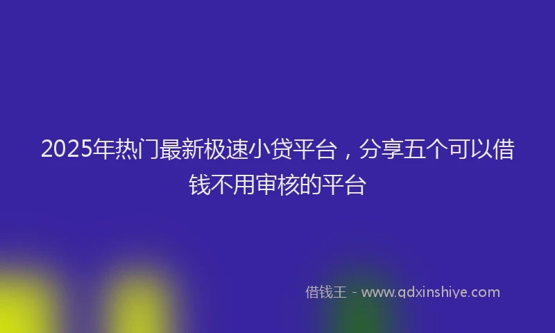 2025年热门最新极速小贷平台，分享五个可以借钱不用审核的平台