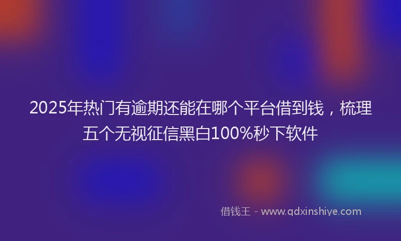 2025年热门有逾期还能在哪个平台借到钱，梳理五个无视征信黑白100%秒下软件