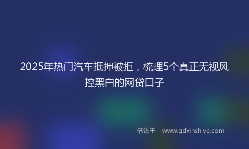 2025年热门汽车抵押被拒，梳理5个真正无视风控黑白的网贷口子