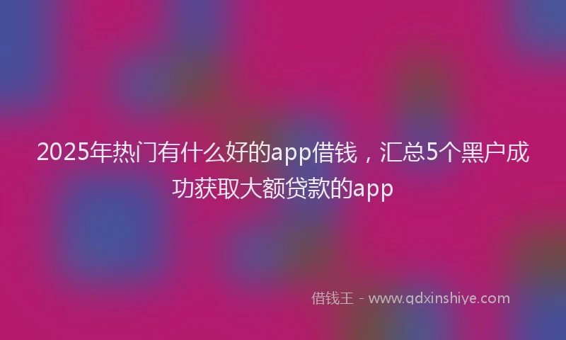 2025年热门有什么好的app借钱，汇总5个黑户成功获取大额贷款的app