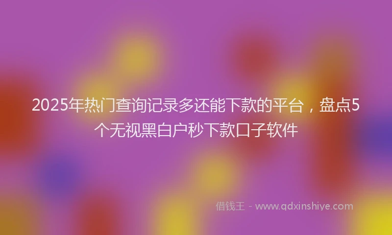 2025年热门查询记录多还能下款的平台,盘点5个无视黑白户秒下款口子软件