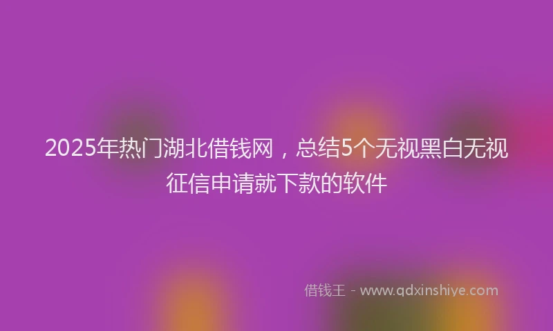 2025年热门湖北借钱网，总结5个无视黑白无视征信申请就下款的软件