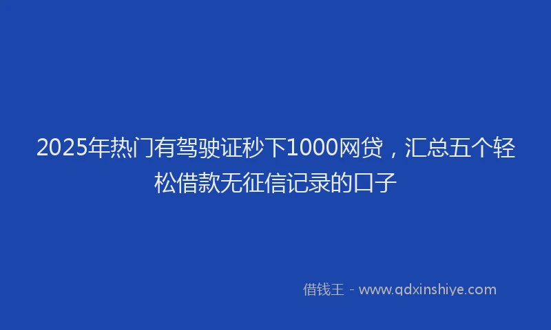 2025年热门有驾驶证秒下1000网贷，汇总五个轻松借款无征信记录的口子