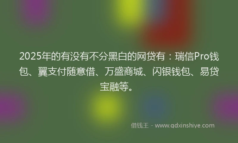 2025年的有没有不分黑白的网贷有：瑞信Pro钱包、翼支付随意借、万盛商城、闪银钱包、易贷宝融等。