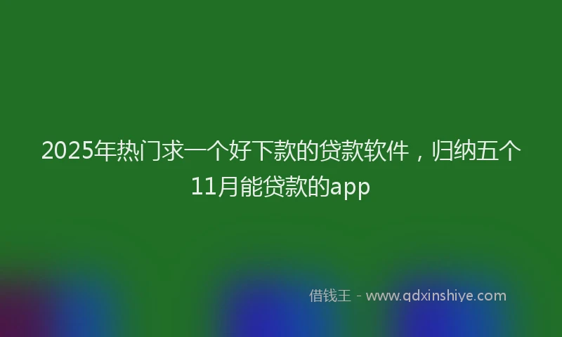 2025年热门求一个好下款的贷款软件，归纳五个11月能贷款的app