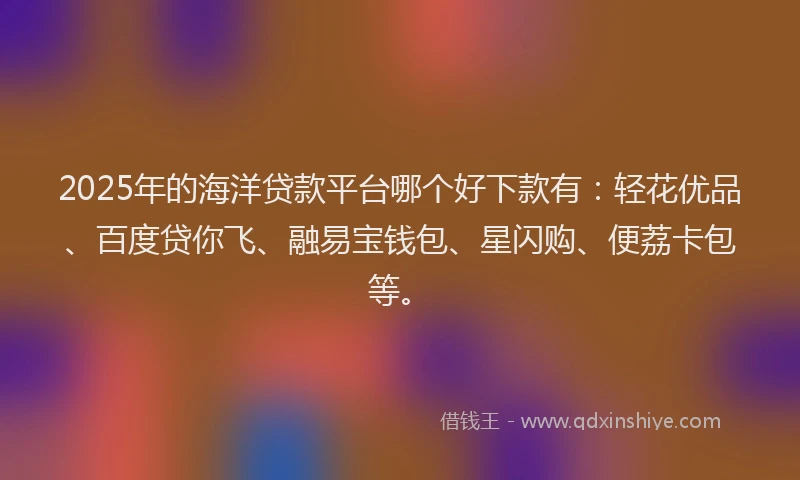 2025年的海洋贷款平台哪个好下款有：轻花优品、百度贷你飞、融易宝钱包、星闪购、便荔卡包等。